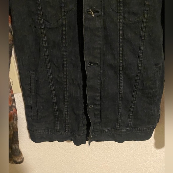 Sweet ZAK Brand Jacket!  Black denim body & Aztec tribal designed fleece sleeves - Picture 2 of 8